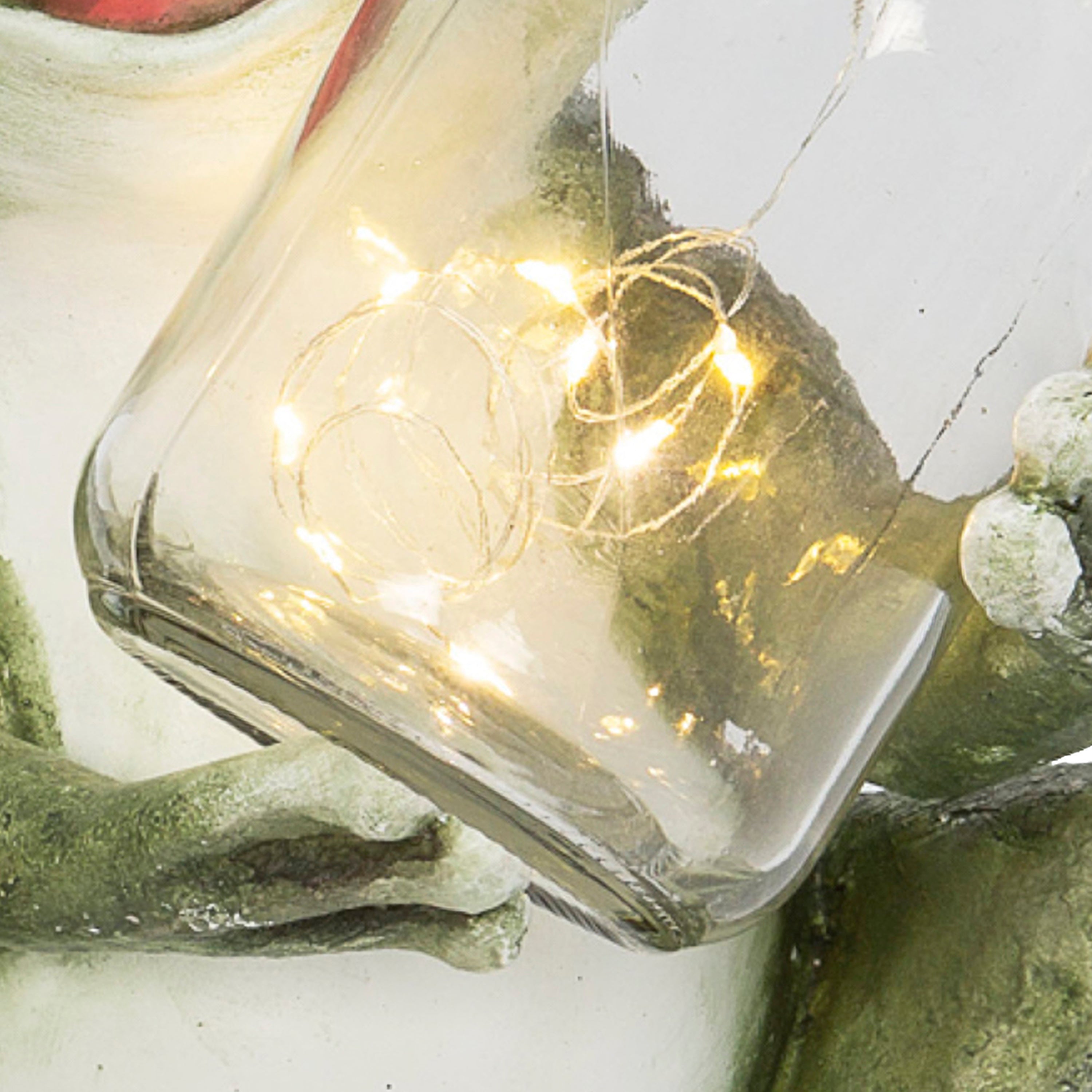 8.6 Inch Outdoor Solar Lighted Resin Frog with Glass Jar Set of 2